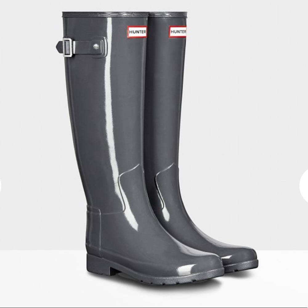 Hunter Boots- Gray Original Tall Gloss Boot
